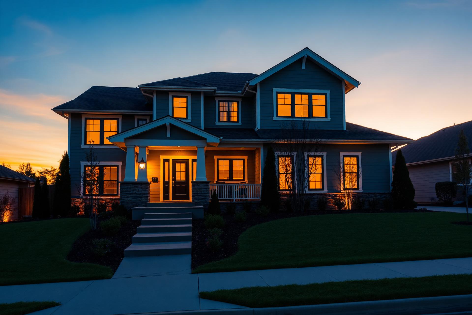 Renovated investment property at dusk